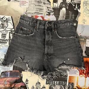 Zara Black Distressed Jean Shorts